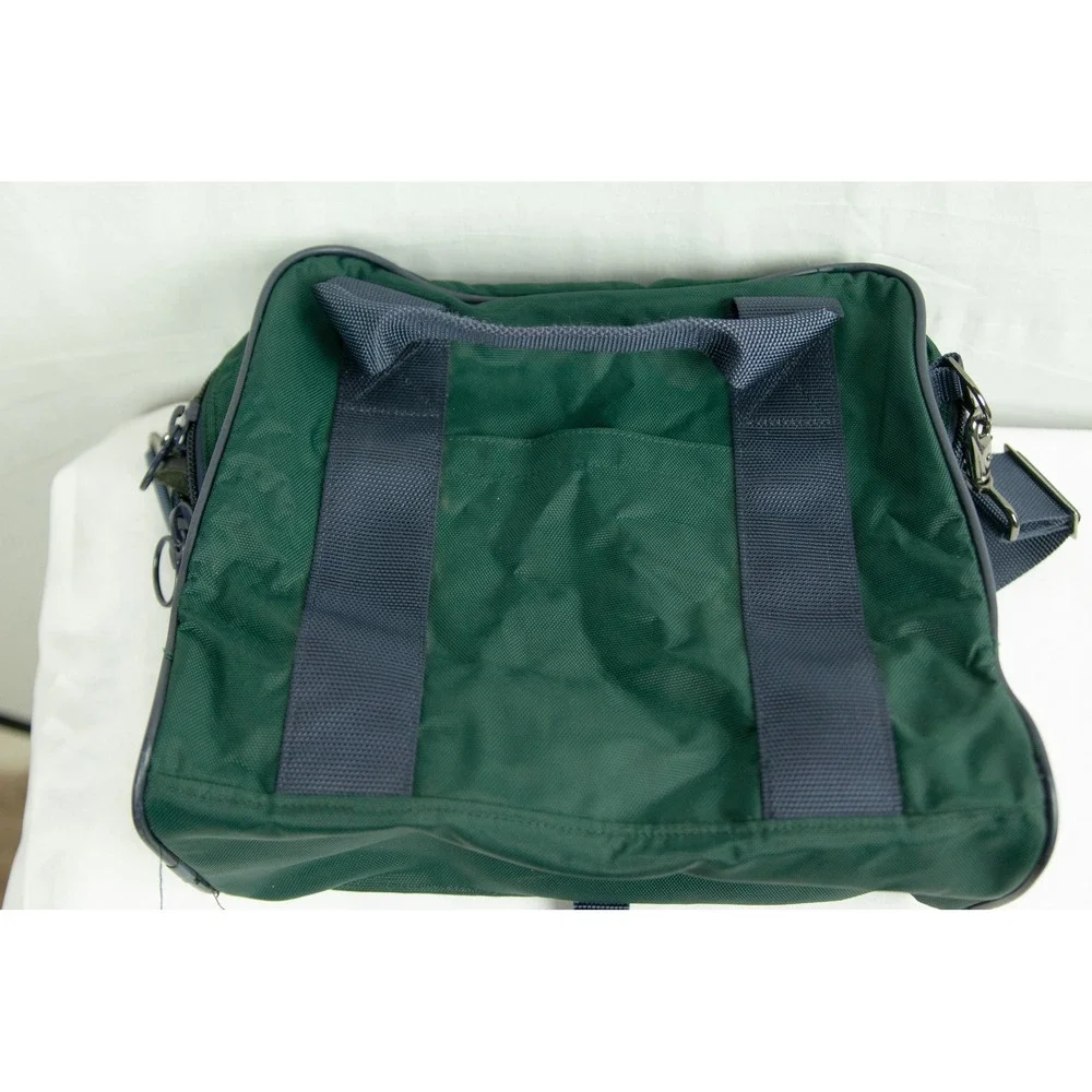 Lands End Vintage Forest Green Canvas Carry-on Bag with Navy Trim